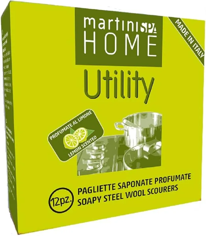 MartiniSPA Home Utility 0204b00 pagliette saponate perfumadas al limón, Acero y jabón, Plata, 14.5 x 14.5 x 4.9 cm, 12 Unidades