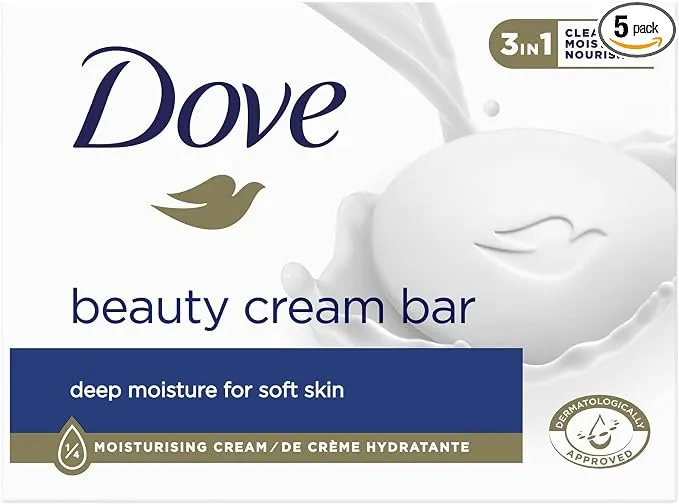 Dove Jabón de Manos Beauty Cream Bar con 1/4 Crema Hidratante (Paquete de 5)