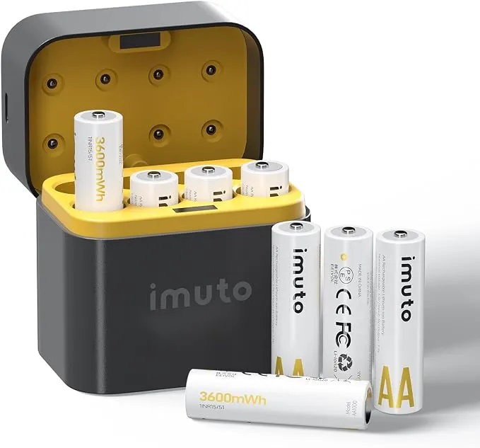 Pack Pilas Recargables IMUTO AA 3600mWh con Cargador LED