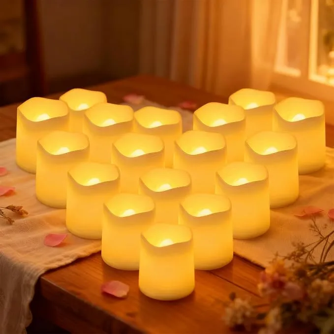 24 Velas LED de Cera sin Llama a Pilas, Decoración Realista para Fiestas y Hogar