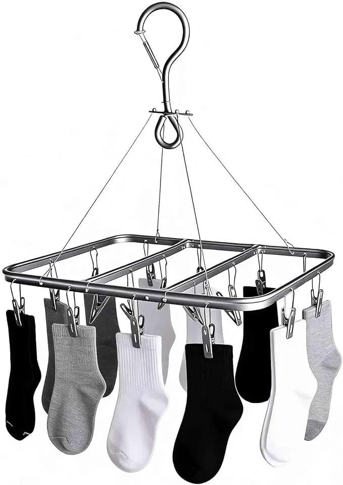 Tendedero Plegable Wukemaoyi con 16 Pinzas Giratorias
