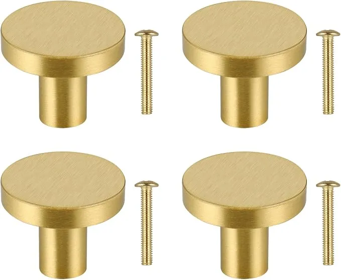 Set de 4 Pomos Dorados JIZZU de Latón Macizo para Armarios