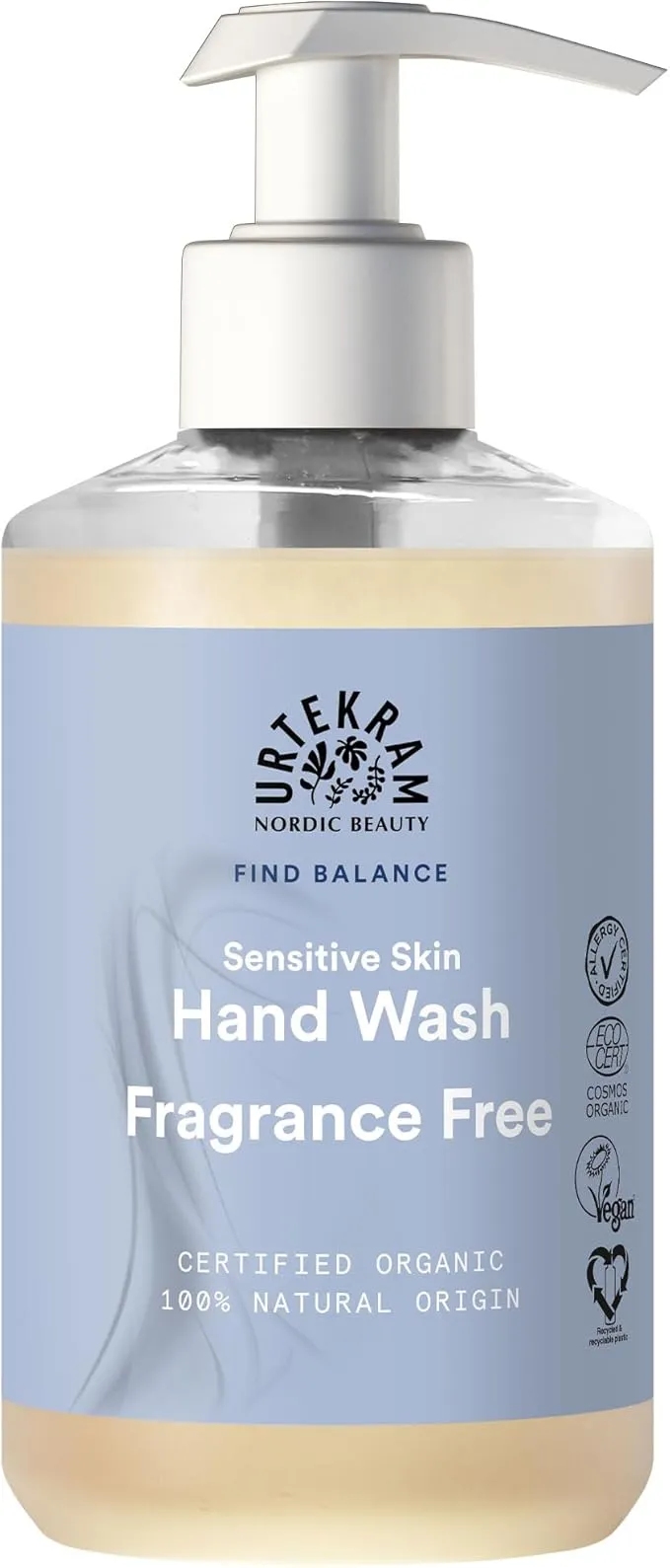 Urtekram Jabón de Manos Sin Perfume 300 ml con Aloe Vera y Ácido Hialurónico