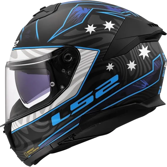 LS2 Casco Moto Integral Stream II GALDAM Black Blue XXL