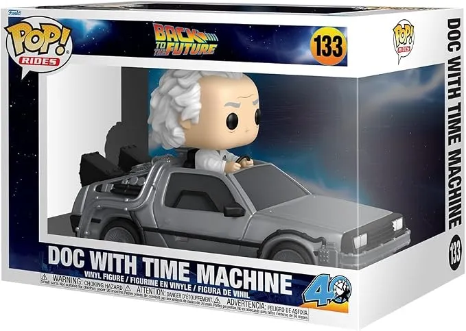 Funko Pop! Rides Deluxe Doc Brown con DeLorean - Regreso al Futuro