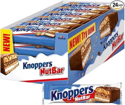 Knoppers Nutbar Barra de barquillo con crema de leche, avellanas y caramelo