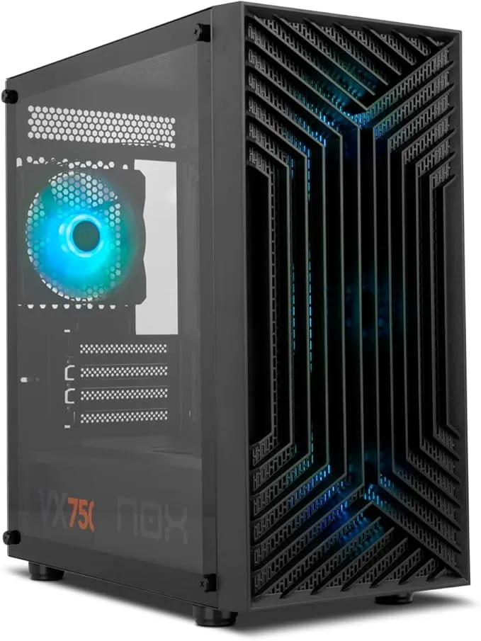 NOX Xtreme Products Infinity Epsilon – Semitorre Micro ATX/ITX ARGB Rainbow, Frontal Mesh, Panel Lateral Cristal Templado, 4 Ventiladores 120 mm Incluidos, USB 3.0, Compatible Gráficas 310 mm, Negro