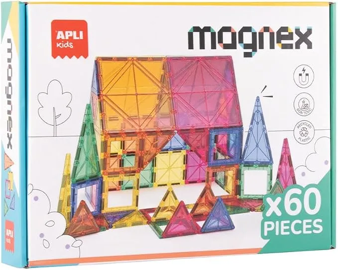 APLI Kids 20137 Magnex - Juego de construcción magnético con 60 piezas geométricas