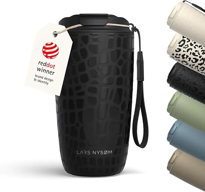 LARS NYSØM Taza Térmica Café 500ml Acero Inoxidable con Correa y Tapa