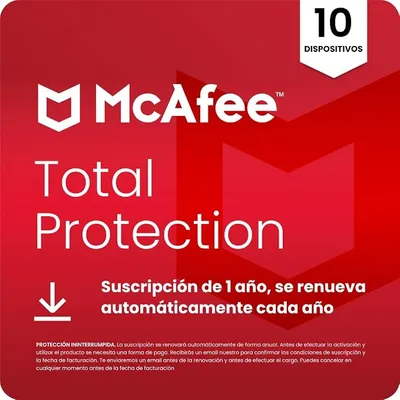 McAfee Total Protection para 10 Dispositivos 2026 - Antivirus y Seguridad Completa
