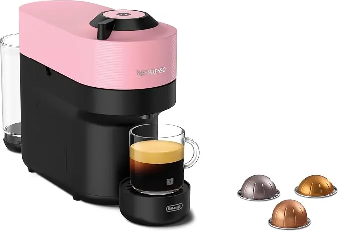 Nespresso De'Longhi Vertuo Pop - Cafetera de Cápsulas 4 Tamaños Rosa