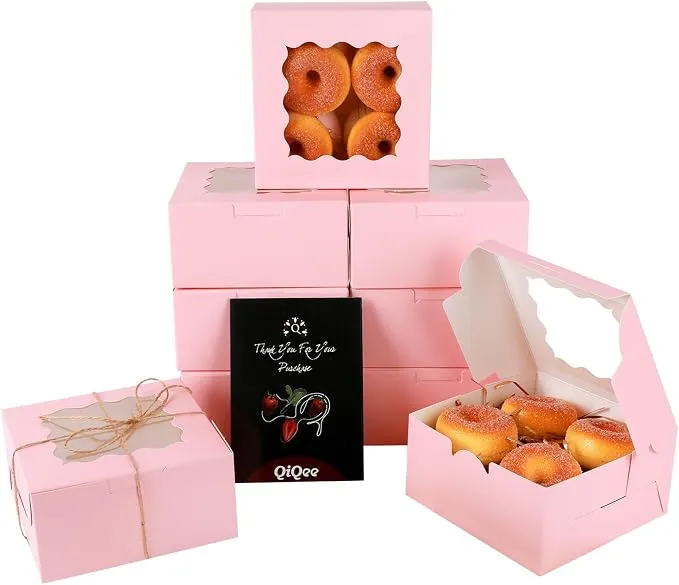 Gcardist Cajas para Galletas Rosas con Ventana (15 Piezas)