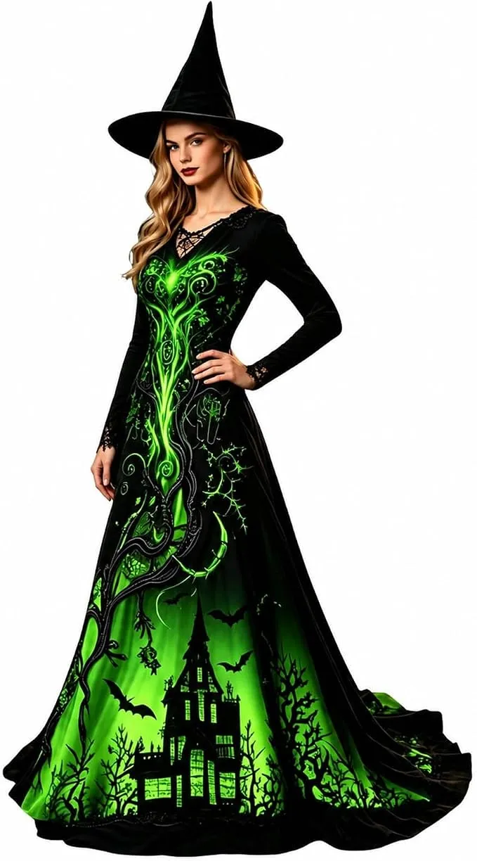 Disfraz de Bruja Elegante para Mujer - Ideal Halloween y Carnaval