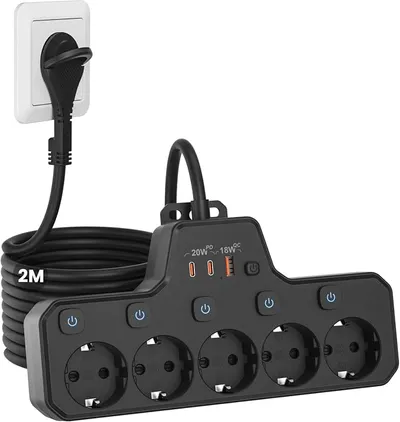 Regleta 5 Tomas con USB C