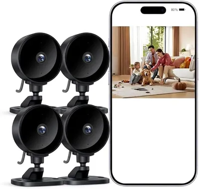 WOLFANG WS01 (Pack de 4) - Cámara de Vigilancia WiFi Interior 1080P