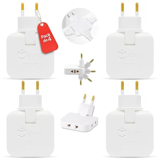 Pack 4 Ladrones Enchufes Planos Giratorios 180º