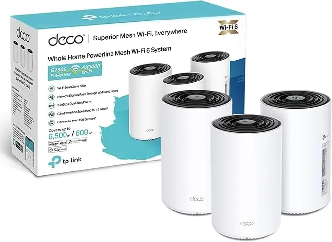 TP-Link Deco PX50 (3-Pack) - Sistema WiFi 6 AI Mesh+PLC AX3000+G1500