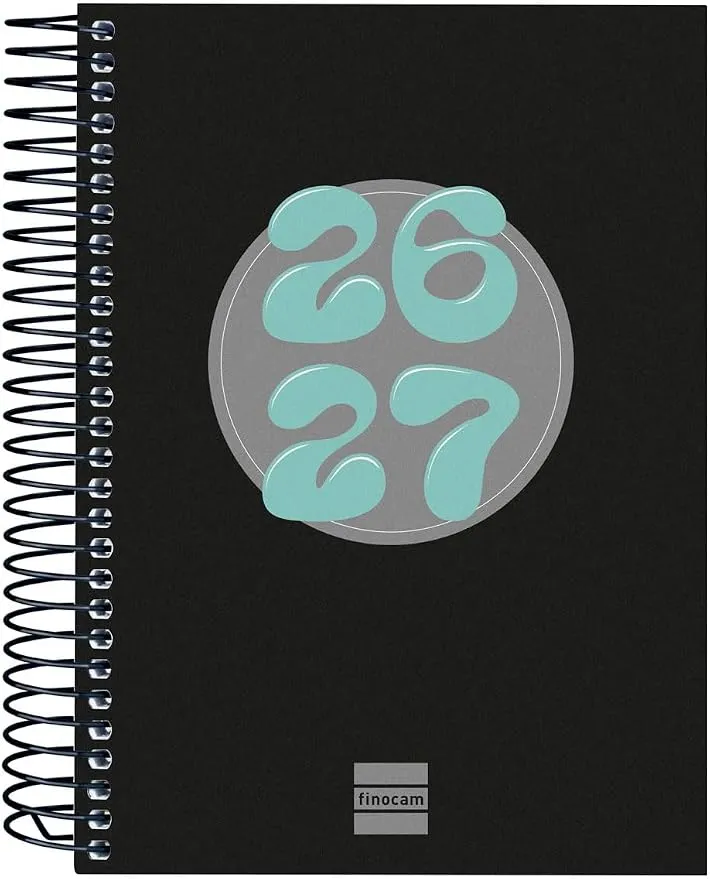 Finocam Cool Agenda Diaria 2026-2027 - Negro (Curso Lectivo)