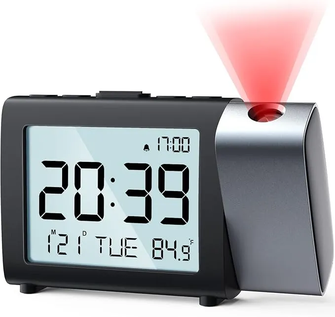MEESMEEK Reloj Proyección con Alarma y Pantalla LCD