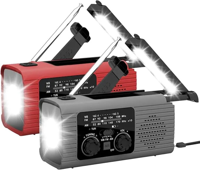 Radio Linterna de Emergencia 3 en 1 con Manivela y Carga Móvil