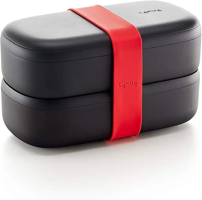 Lékué Lunch Box To Go - Recipiente para transportar alimentos (1000 ml, Negro)