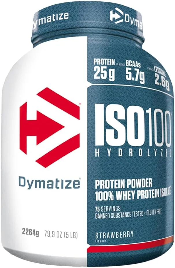 Dymatize ISO 100 Hydrolyzed Strawberry - Proteína Hidrolizada de Suero de Leche (2264g)
