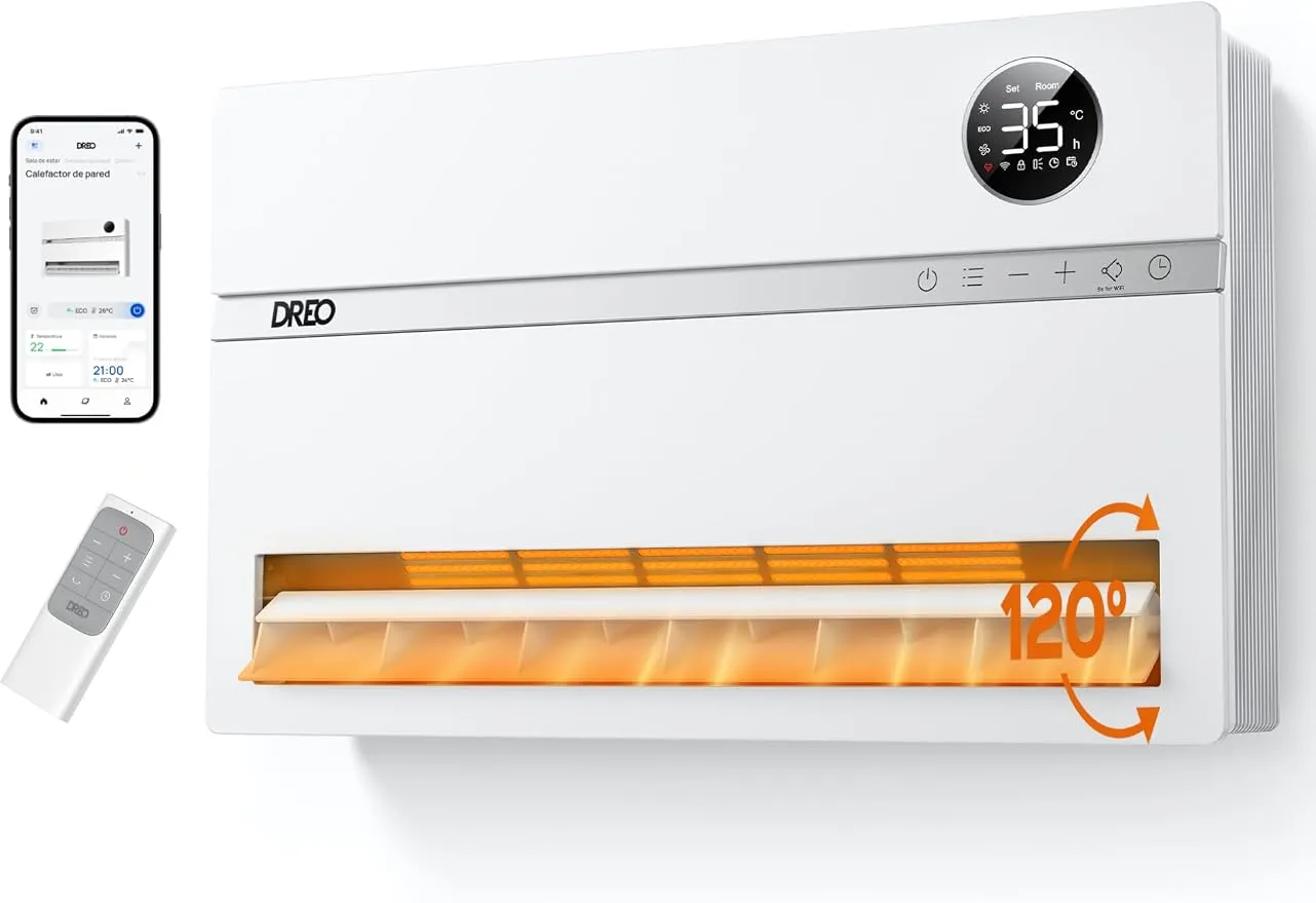 Calefactor DREO WH719S Smart de Pared 2000W con Oscilación Vertical 120º y Control por Voz