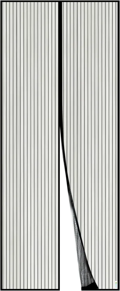 Puerta de Malla Magnética Apalus, Cortina Hecha de Malla, Cierre Magnético de Arriba a Abajo, Se Cierra Automáticamente y Mantiene el Aire Fresco (110x220CM,Negra)