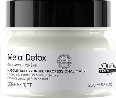 L'Oréal Professionnel, Mascarilla Metal Detox Protectora e Hidratante, Anti-Rotura, Fortalece el Cabello, Detiene la Rotura, Fórmula Nutritiva Enriquecida con Glicoamina, Todo tipo de cabello, 250 ml