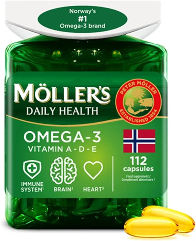 Cápsulas Omega 3 Moller's Daily Health con EPA, DHA y Vitaminas A, D, E