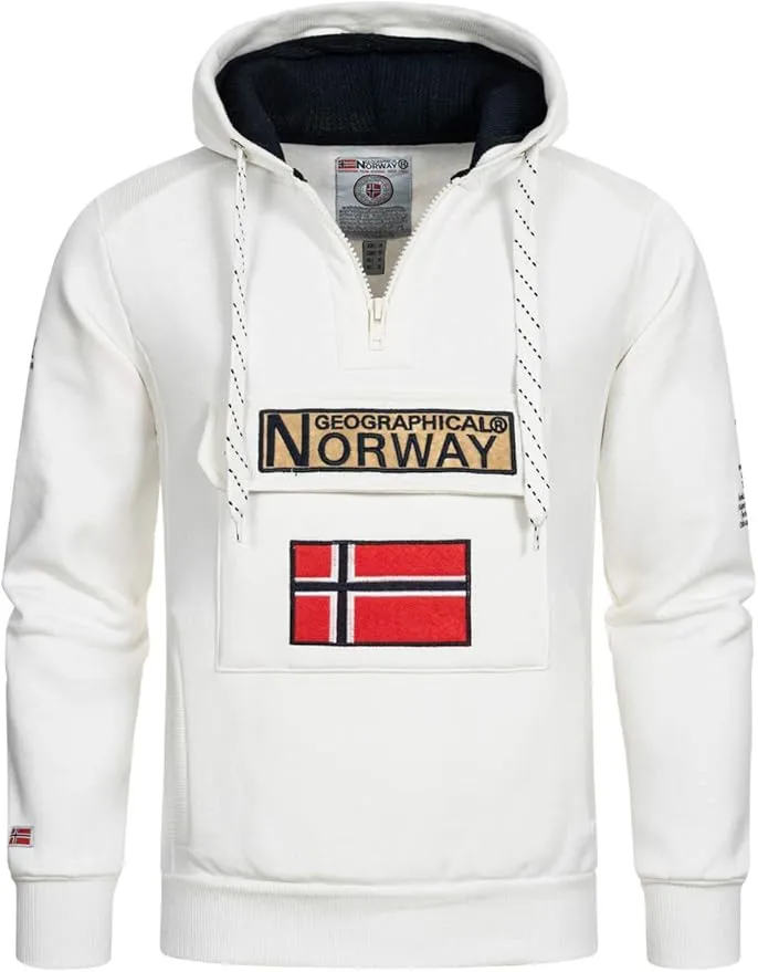 Geographical Norway Sudadera Capucha Hombre Media Cremallera Riñonera