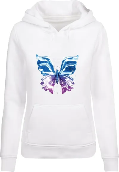 Sudadera con Capucha Miss Tee MST055 Chromed Butterfly para Mujer, Blanca, Talla S