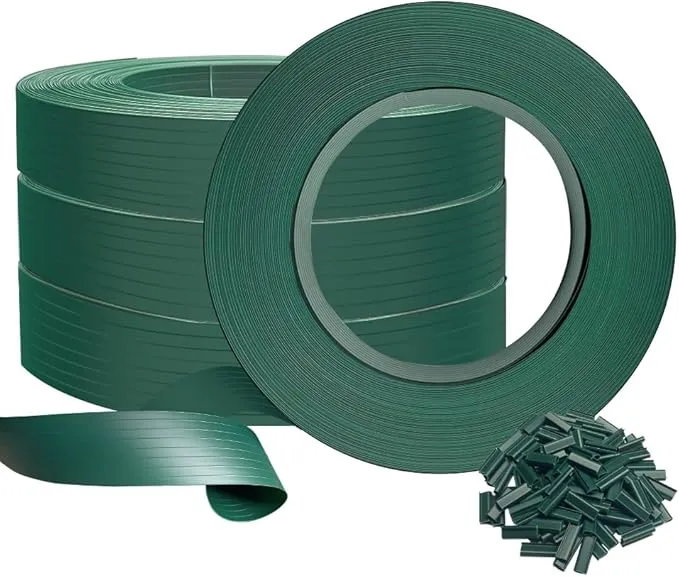 VOUNOT® Tiras de PVC para Valla de Jardín y Doble Varilla - 300m x 4.7cm Verde con 600 Clips
