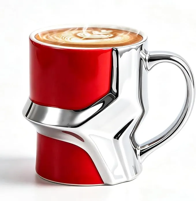 Taza ZONSUSE 3D Metálica con Tapa y Cuchara