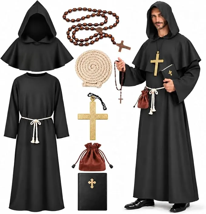 Disfraz Halloween Hombre Lozzzyo Monje Completo con Accesorios