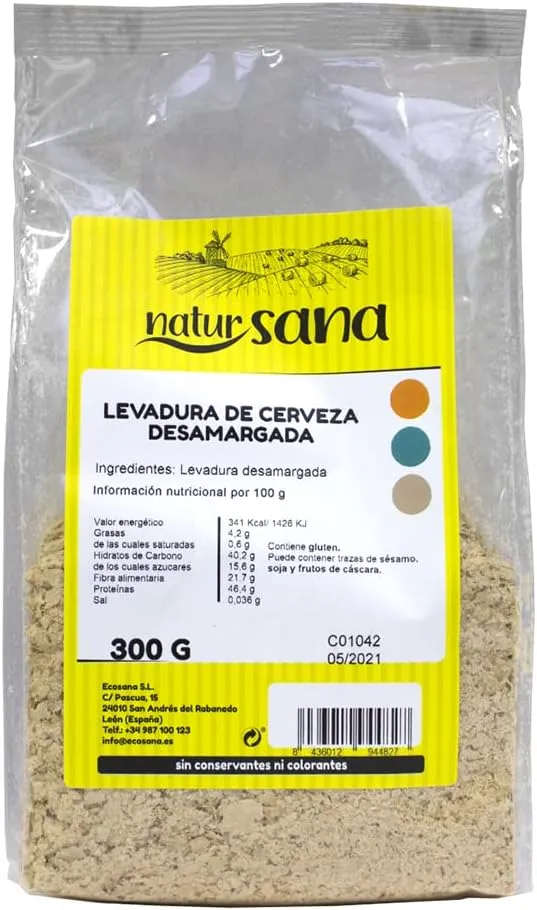 Levadura Nutricional Desamargada Natursana Drasanvi 300g - Sin Gluten, Rica en Proteínas y Vitaminas B