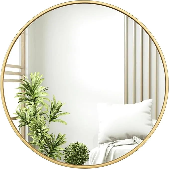 Espejo de Pared Woltu Dorado Redondo 81cm | Elegancia Moderna para tu Hogar