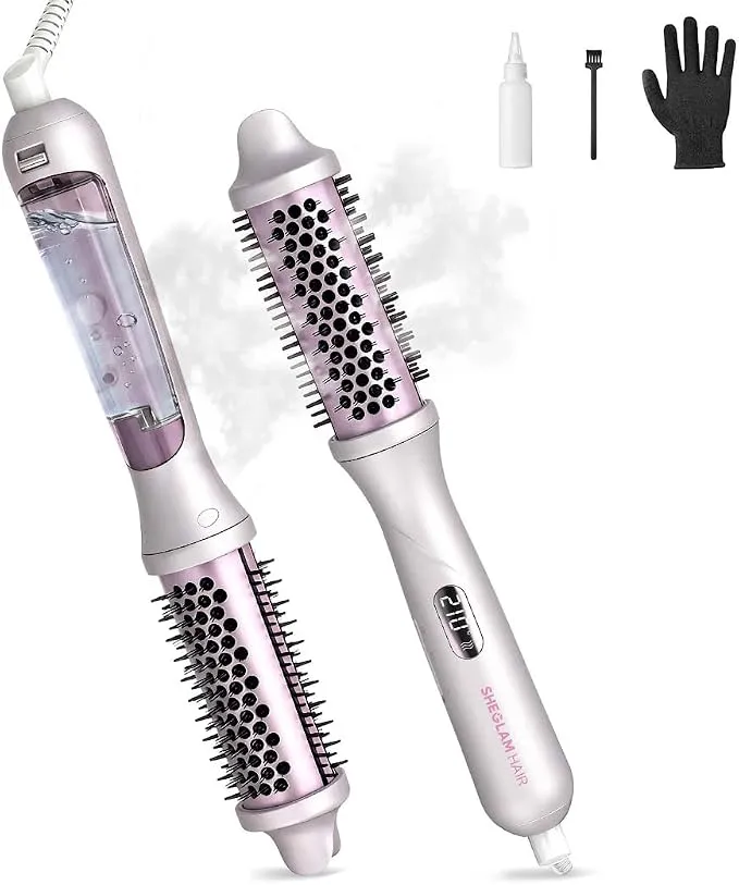 SHEGLAM Cepillo Térmico de Vapor 4 en 1 de 38 mm con Nano-Vapor Anticalor