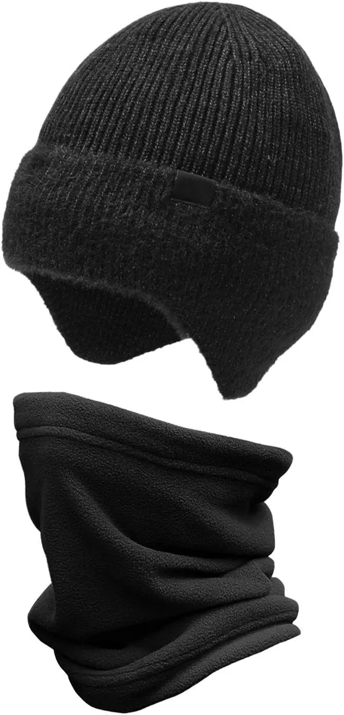 Conjunto Térmico de Invierno: Gorro de Punto y Polaina para Hombre