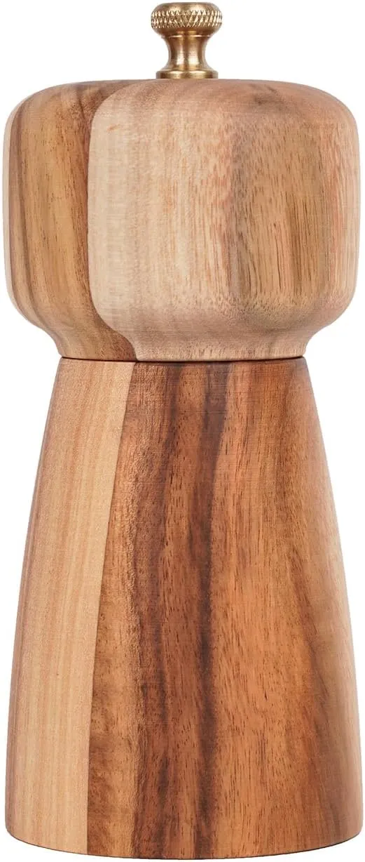 DeroTeno Molinillo de Sal o Pimienta de Madera de Acacia 14cm