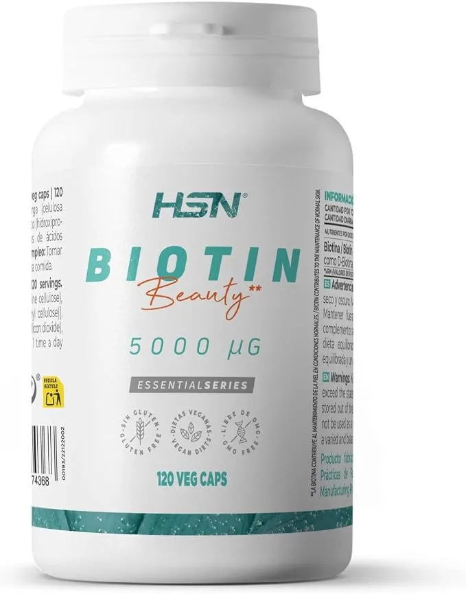 HSN Biotina 5000mcg - 120 Cápsulas Vegetales para Cabello y Piel