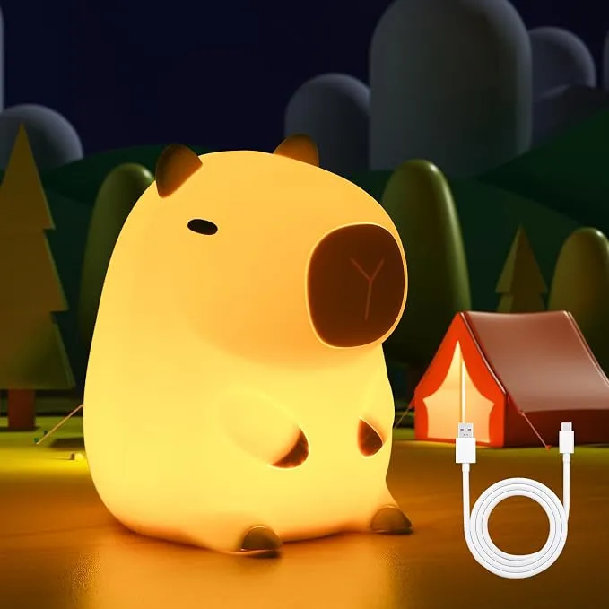 URAQT Lámpara Capybara LED Recargable USB con Temporizador y Control Táctil
