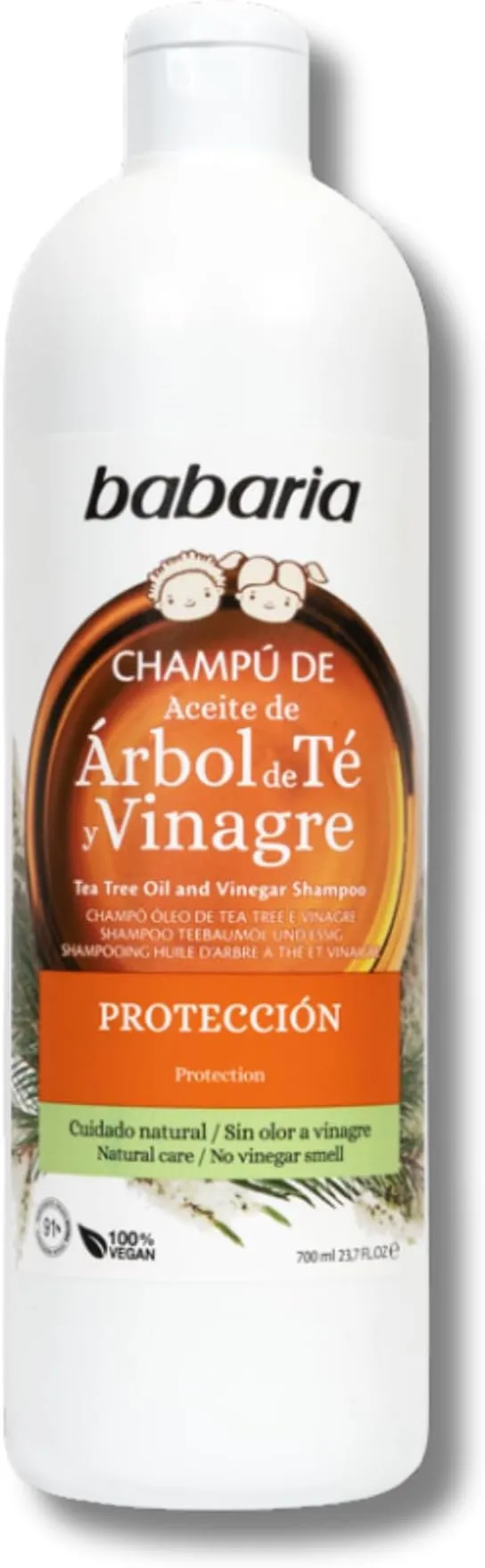 Babaria Champú Infantil 700ml con Árbol de Té y Vinagre - Protección Antipicaduras Vegano