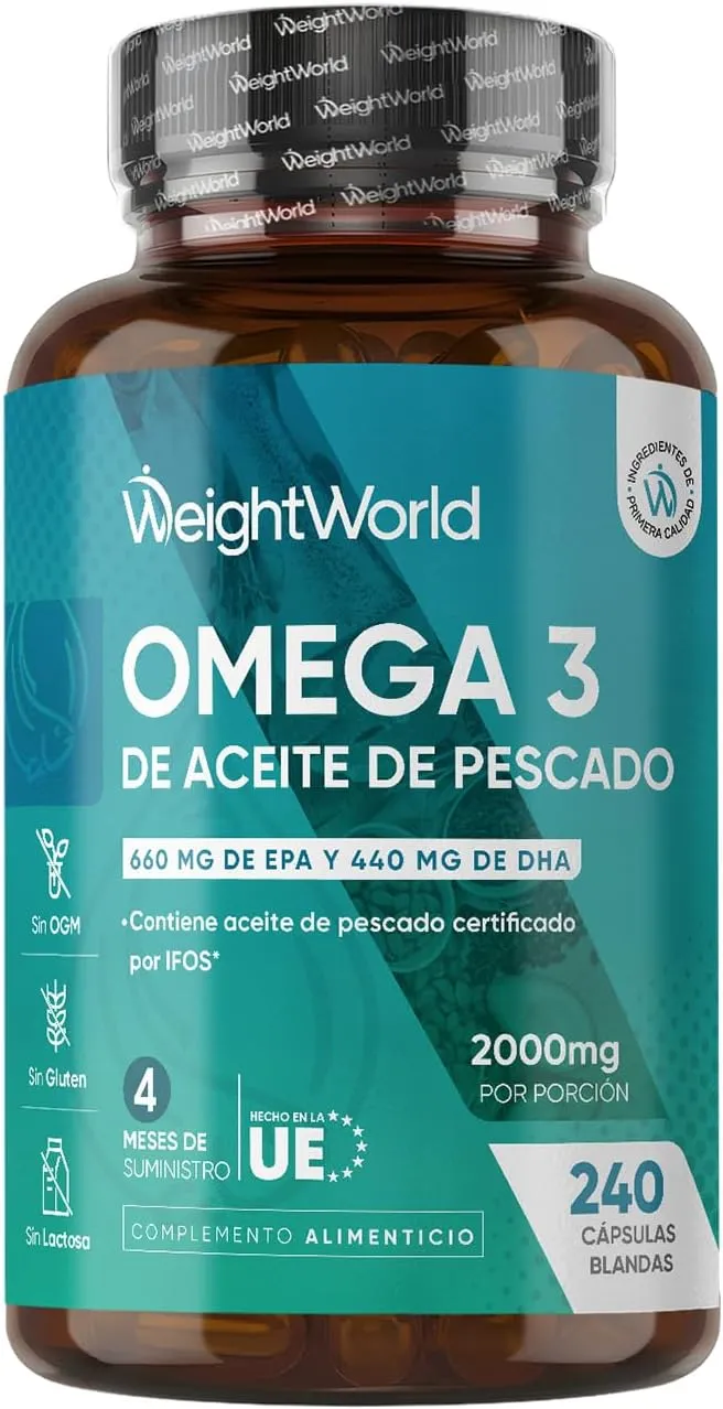 Omega 3 Alta Dosis 2000mg - 240 Perlas Aceite Pescado IFOS (660mg EPA + 440mg DHA)