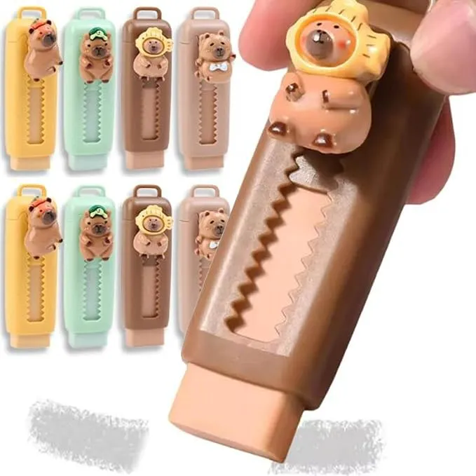 Pack 6 Gomas Borrar Retráctiles Capybara Adorables