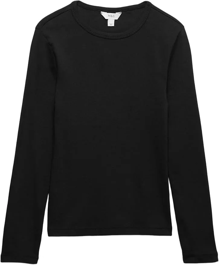 Top Acanalado de Algodón Negro Marks & Spencer