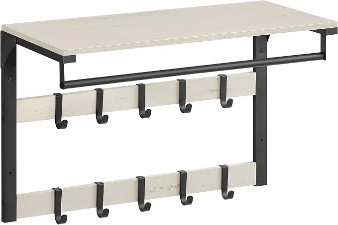 Perchero de Pared VASAGLE con 10 Ganchos y Barra - Estilo y Organización