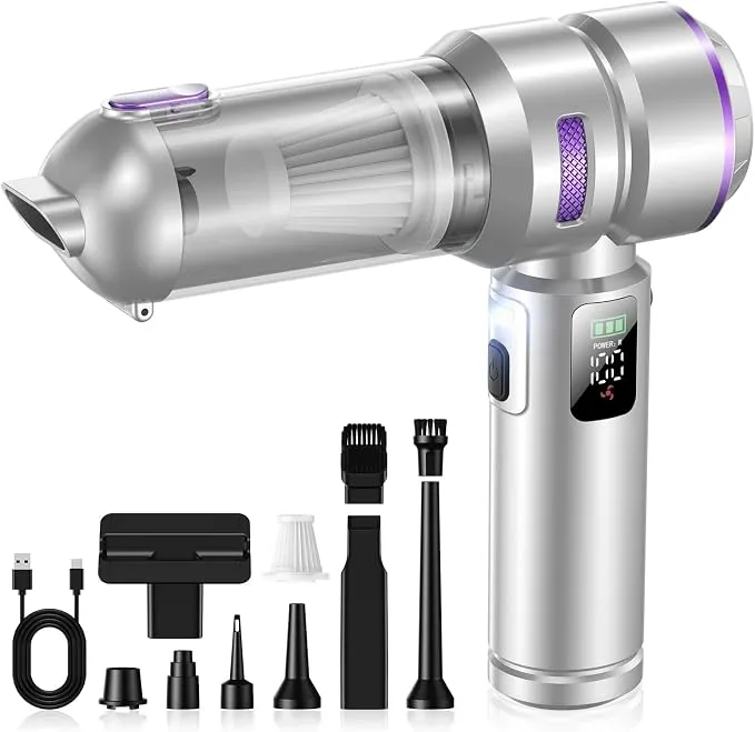 SLOKSFil Aspiradora de Mano 4-en-1 Potente 28000Pa con Pantalla LCD y Batería 6000mAh