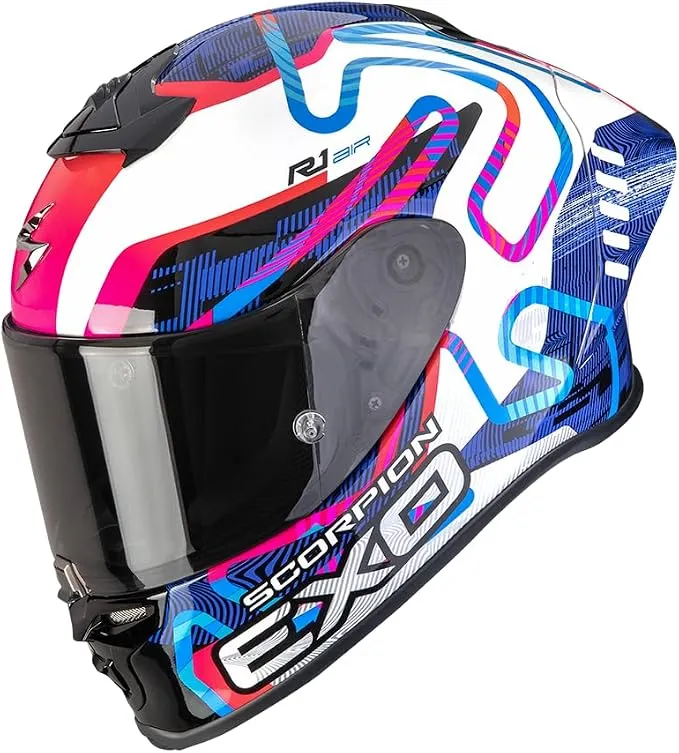 Casco Scorpion EXO-R1 EVO II Air Cornering Blanco/Azul/Rosa