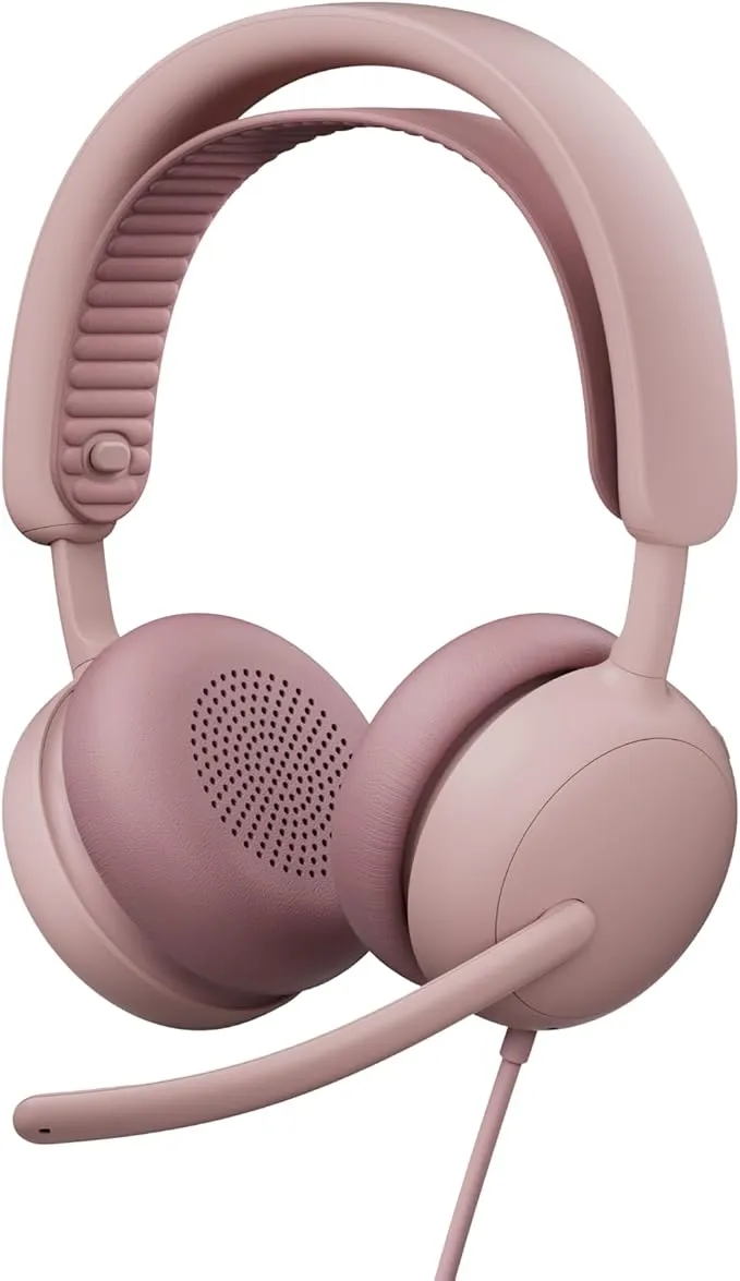 Logitech Zone Wired 2 Auriculares con Cancelación de Ruido, USB-C, Micrófono IA, Rosa